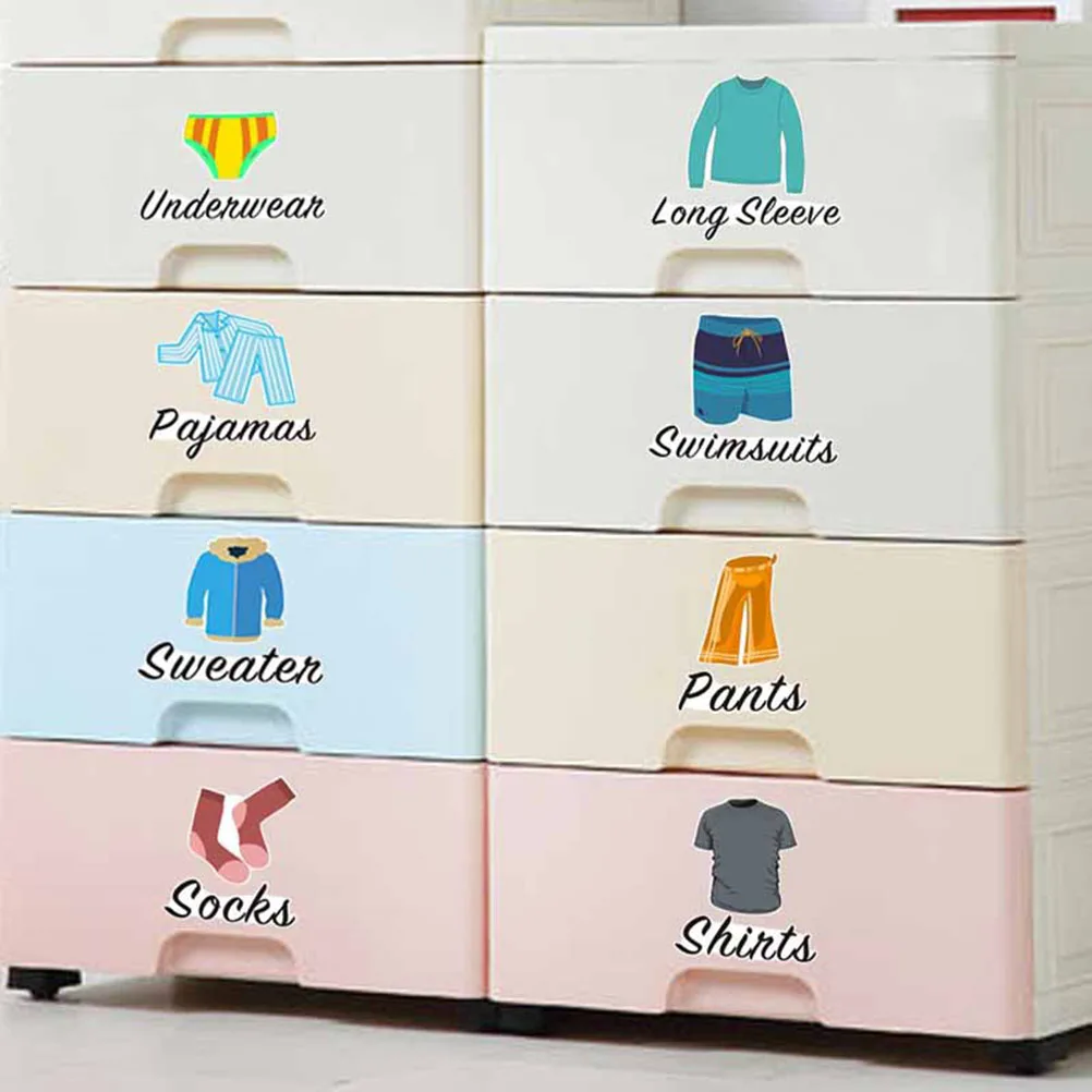 

Clothing Classification Stickers Wardrobe Wall Bedroom Decor Clothes Decals PVC Self-adhesive Label