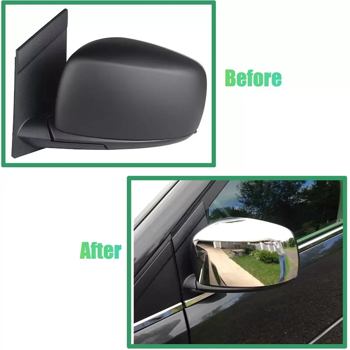 For Dodge Grand Caravan Chrysler Town Country 2008-2016 ABS Chrome Rearview Side Mirror Cover Wing Cap Door Housing Shell Trim