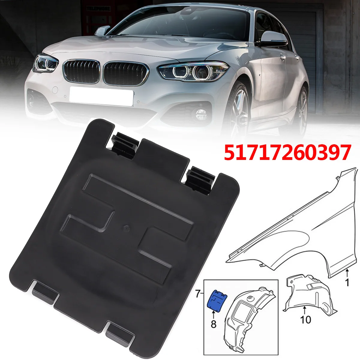 For BMW 1 2 3 4 Series Front Wheel Arch Fender Liner Access Panel Cover F30 F20 F31 F21 F22 F23 F32 Bulb Replacement 51717260397