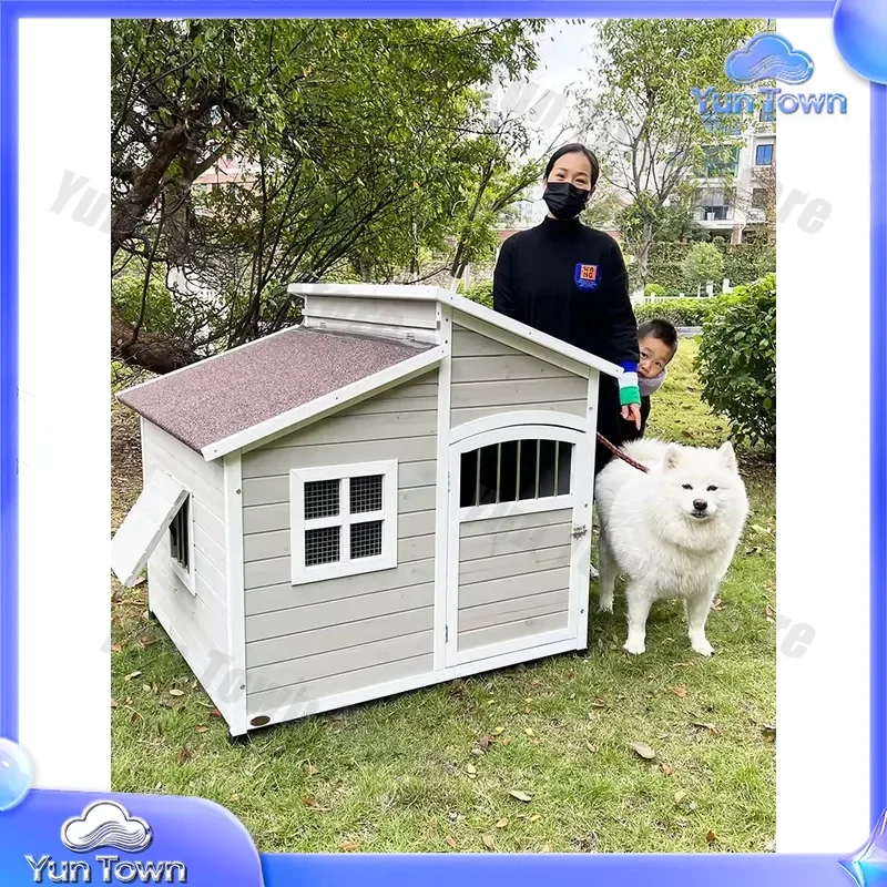 Dog House for Large Medium Small Dogs Outdoor Kennel Rainproof Solid Wood Villa Pet Shelter Dog Crate Outdoor Dog Bed for