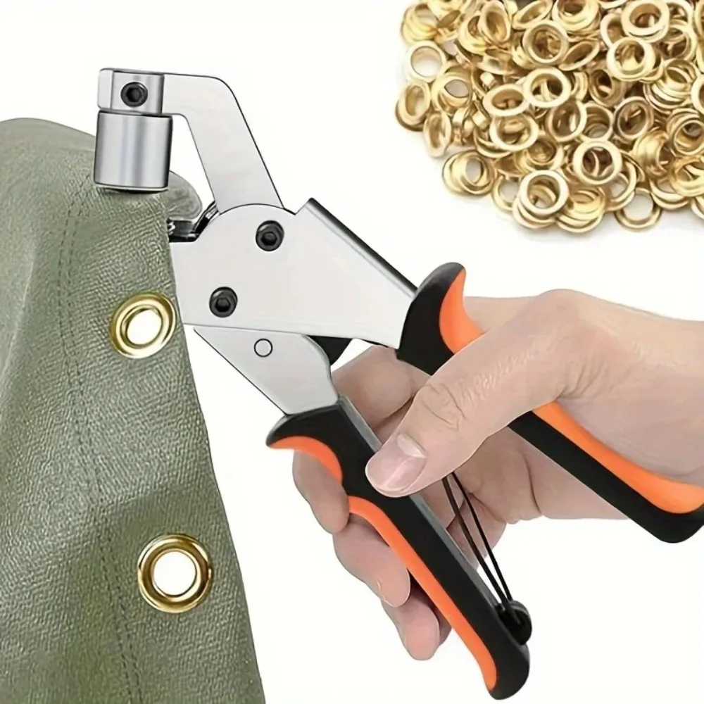 

10mm Eyelet Pliers with Grommets Hand Press Eyelet Pliers Manual Puncher Handheld Eyelet Setter for Tarpaulins Fabrics