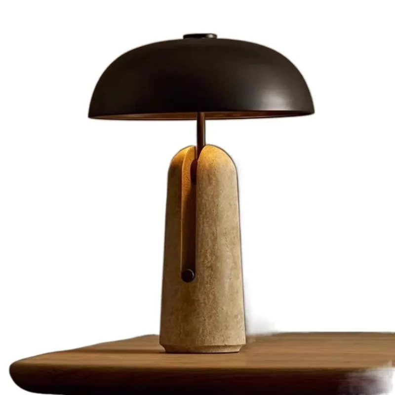 

Travertine mushroom wabi-sabi wind table lamp living room bedroom study bedside eye protection table lamp