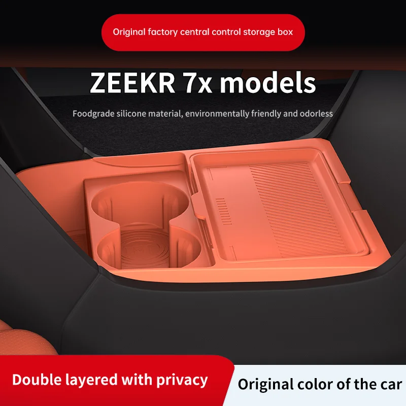 

2026 For Zeekr 7X Silicone Center Console Below Storage Box Central Control Organizer Mat Car Interior