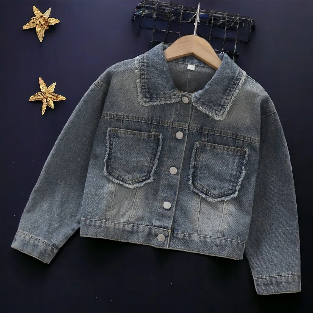 

Cute Kids Outfits Denim Jacket for Girls Coat Children School Uniform Autumn Baby Tracksuit Teenagers Costumes 5 7 9 12 13 Years