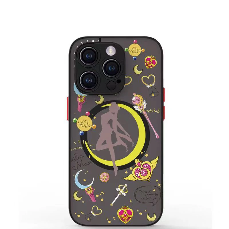 

For iPhone 16 Pro Max MagSafe Case Moon Pattern Shockproof Anti-Yellowing Soft TPU Phone Cover for iPhone 15 14 Pro 13