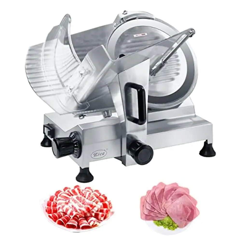 Stainless Steel Electric Deli Meat Cheese Food Ham Slicer Adjustable Thickness 180mm Blade Stone Sharpener Commercial/Home Use