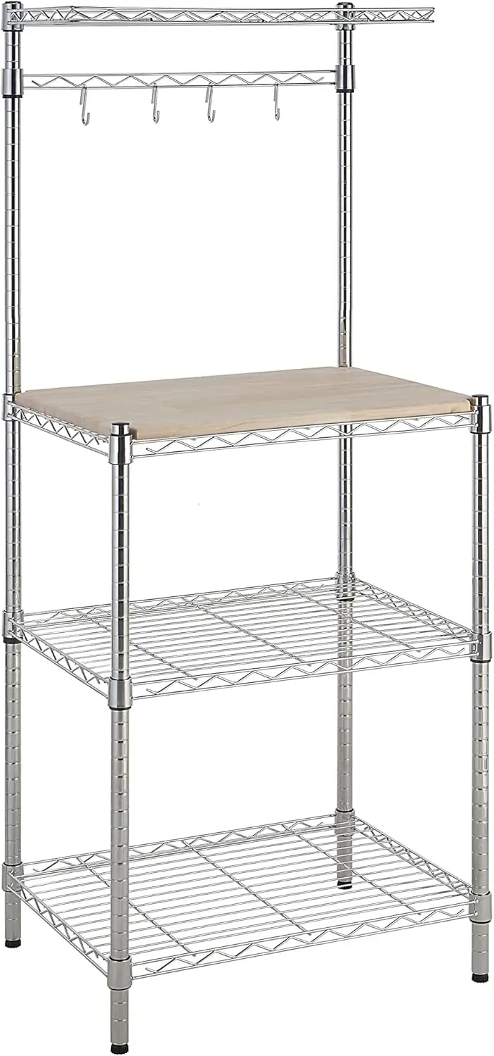 

Kitchen Storage Baker's Rack with Removable Top, Chrome/Beige, 18"D x 24" W x 59"H