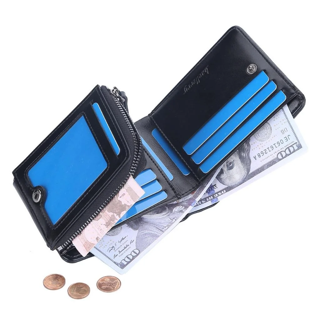 Moda masculina carteira de couro genuíno RFID bloqueando fino bifold ID janela titular do cartão viagem uso diário