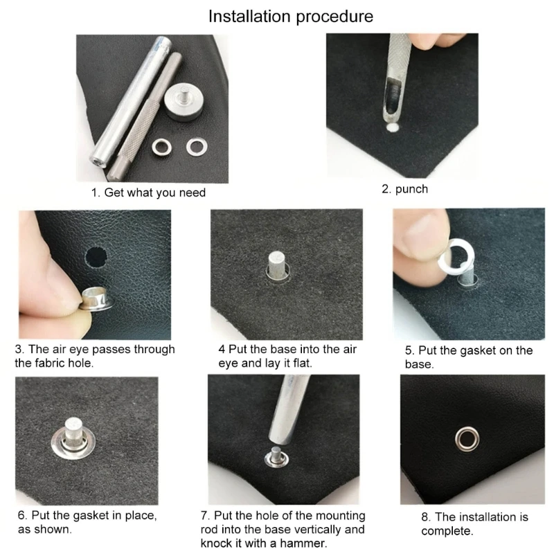 Y1UD 200Pcs 6mm Eyelets Grommets with Punching Tool, 4 Color Metal Eyelets Grommet with Setting Tool for Tarpaulin Canvas