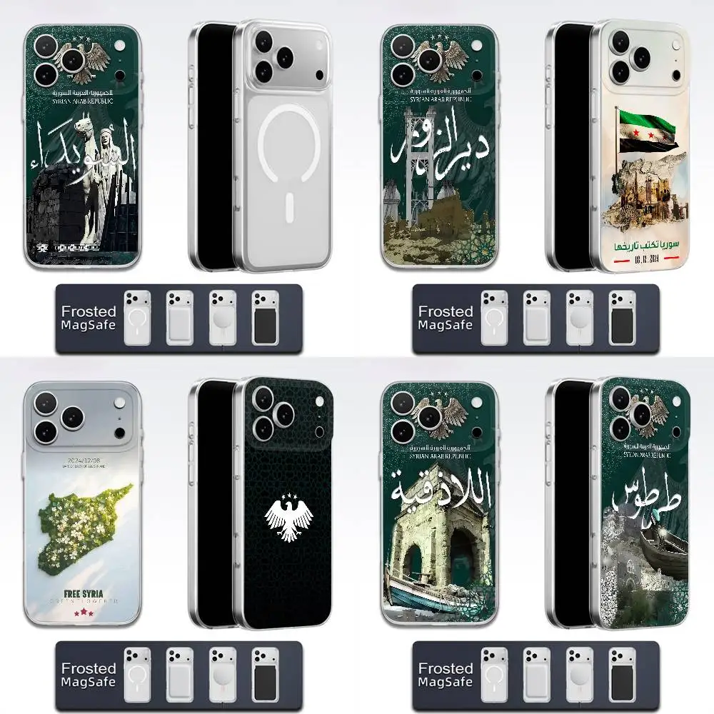

Syrian Arab Republic Syria Flag Phone Case For iPhone 17,16,15,14,13,12,11,Pro,Max,Plus,E,Air,Mini Magsafe Frosted Transparent