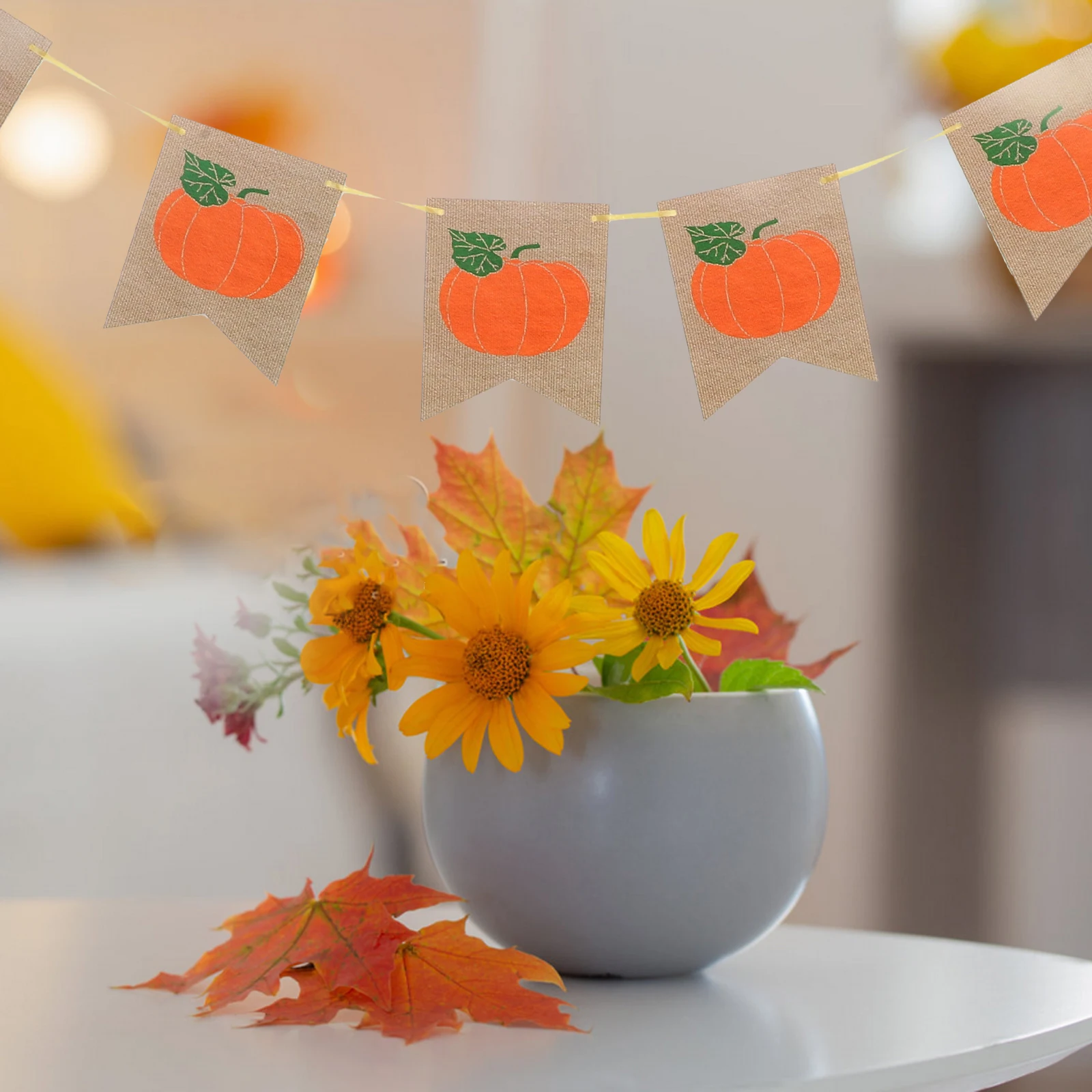 

Pumpkin Swallowtail Flag Thanksgiving Bunting Fall Ornaments Party Garland Banner for Office
