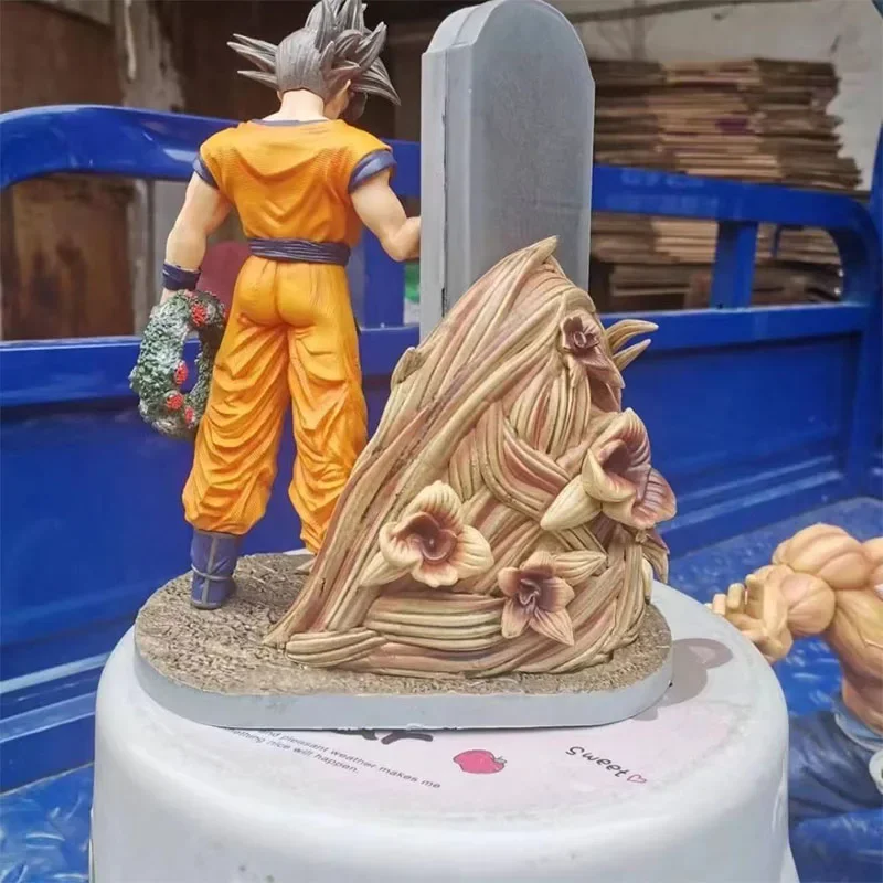 23cm Anime Dragon Ball Figures Son Goku Toriyama Akira Mourning Tombstone Figure Statue Models Commemorat Gifts Doll Boy Toys