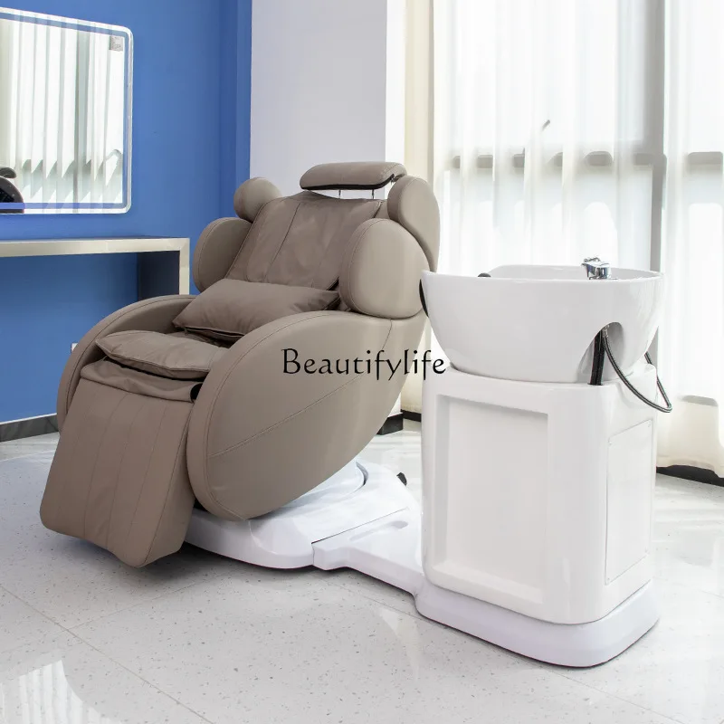 Sedia per la cura del cuoio capelluto rotante multifunzionale con letto a filo per massaggio elettrico