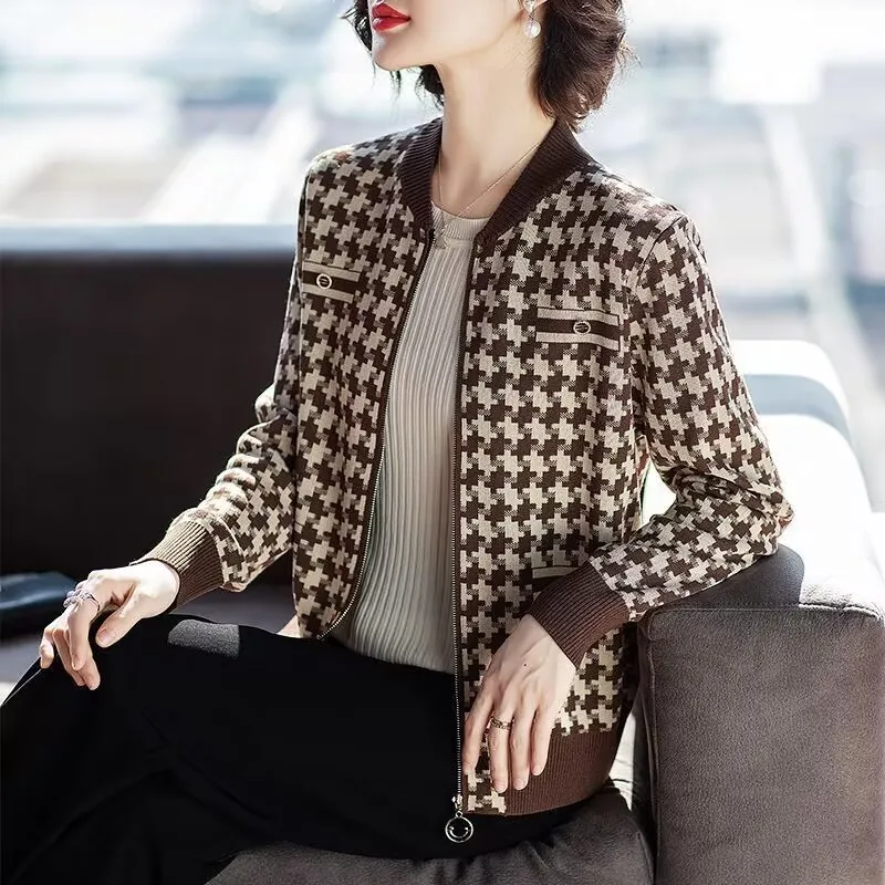 

Cardigan for Women Spring Fashion Jacket Coat Spring and Autumn Middle-aged and Elderly Loose Large Size Short Knit Cardigan