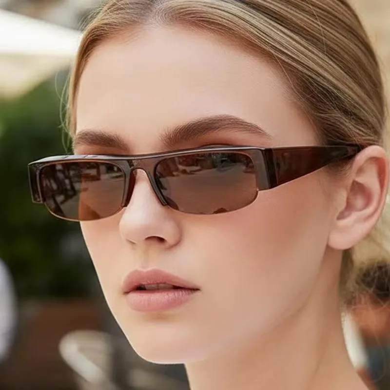 New Small Rectangle Women Sunglasses Vintage Clear Lens Men Half Frame Eyewear Shades UV400 - view 3
