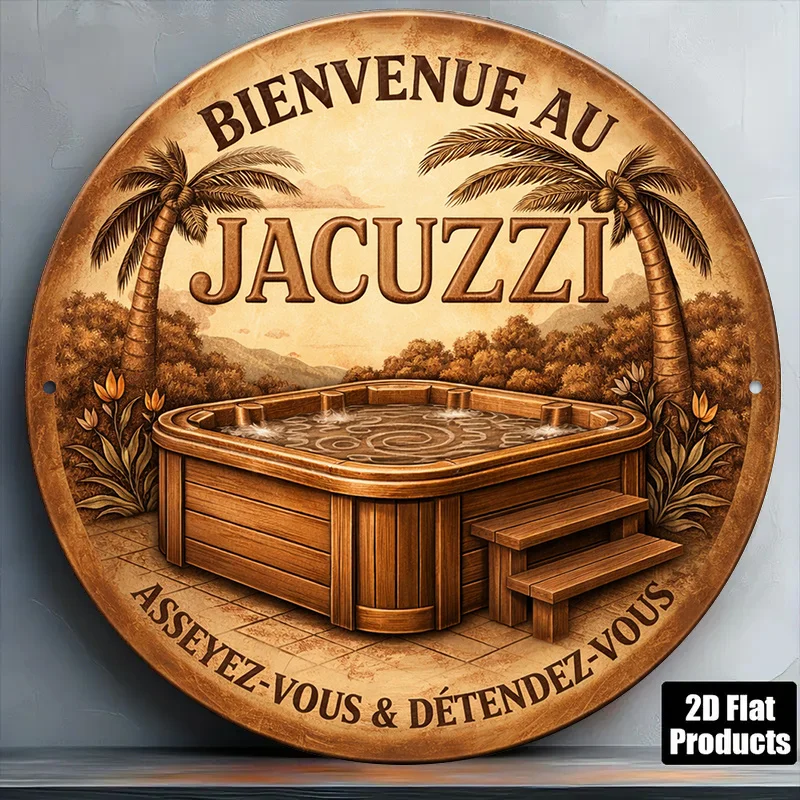 2D Flat, 1pc 1pcs Vintage Jacuzzi-Themed Sign 