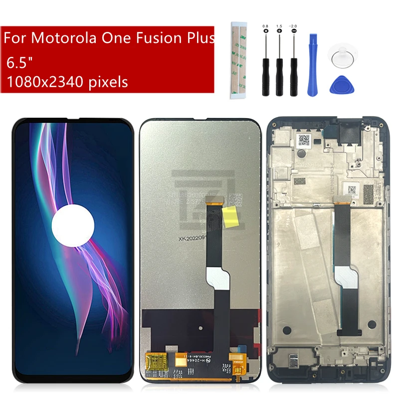 For Motorola One Fusion Plus LCD Display Touch Screen Digitizer Assembly With Frame PAKF0002IN Display Replacement Repair Parts