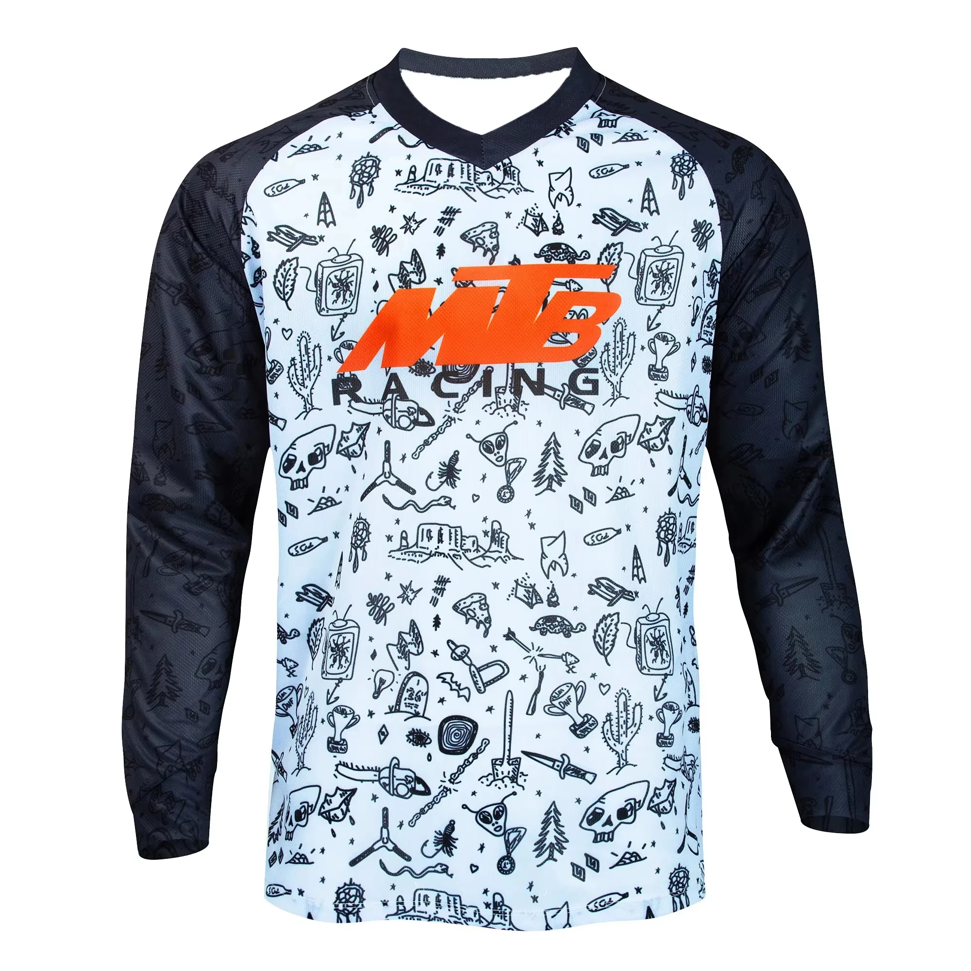 Herren-Cartoon-Grafik-Langarm-MTB-Trikot, atmungsaktiv, schnelltrocknend, für Motocross, Mountainbike, Outdoor-Reiten, Familien-Set – Detail 8