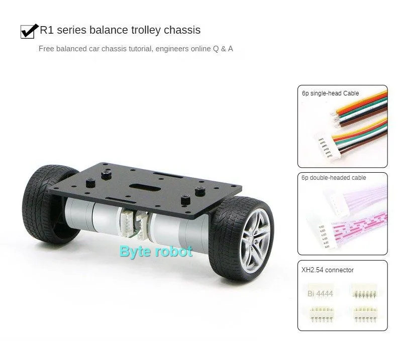 Troli penyeimbang roda 2WD MG310, Motor Encoder keseimbangan sendiri Robot mobil untuk STM32 Robot DIY Kit untuk penyesuaian Parameter PID LQR