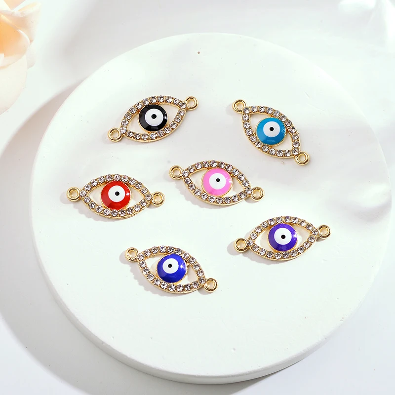 10Pcs 22*10MM Lucky Demon Eyes Blue Eyes Alloy Jewelry Connector Charm for Female Couple Bracelet Necklace DIY Jewelry Making