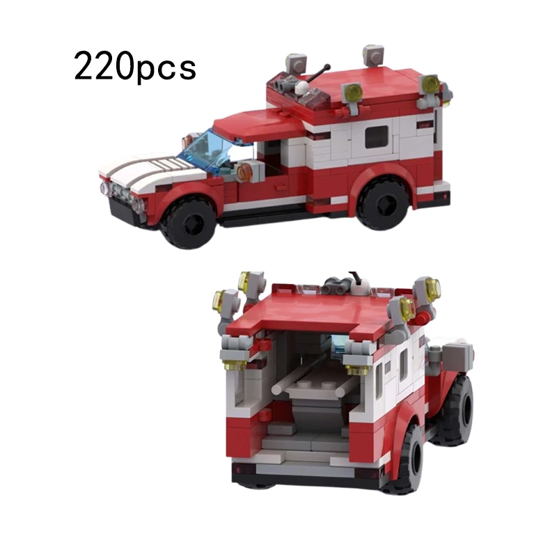 Spot small particle MOC car fire truck ambulance DIY model creative boys and girls toy ornaments birthday gifts