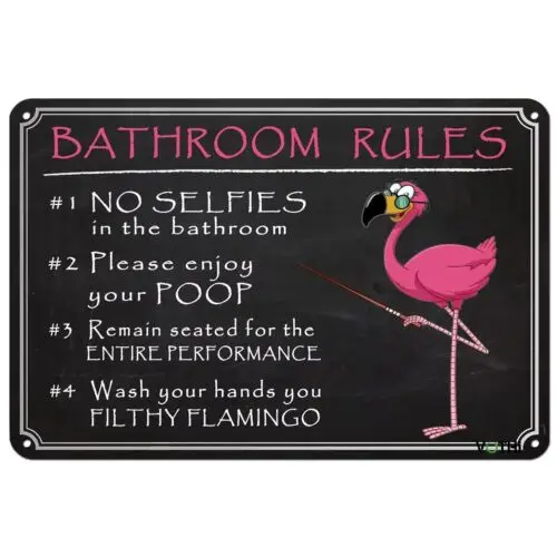 VOTHI Funny Bathroom Flamingo Tin Sign,Flamingo Lounge Pink Flamingo Gift Bat...