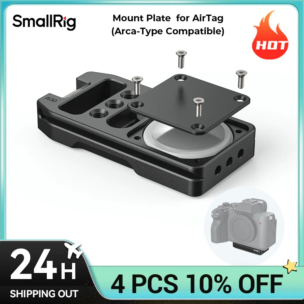 SmallRig Quick Release Plate for AirTag, Mount Plate for Arca-Type Compatible for Sony for Canon for Nikon for Panasonic- MD4150