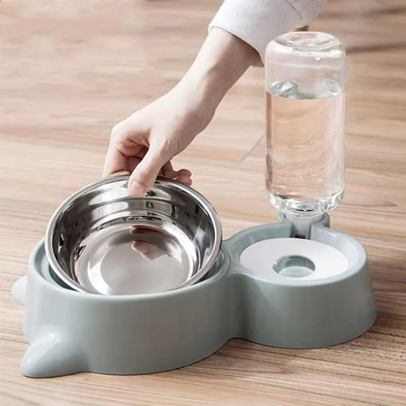 Dispensador automatico de agua y comida para perros - Tazon doble inox - imagen 4