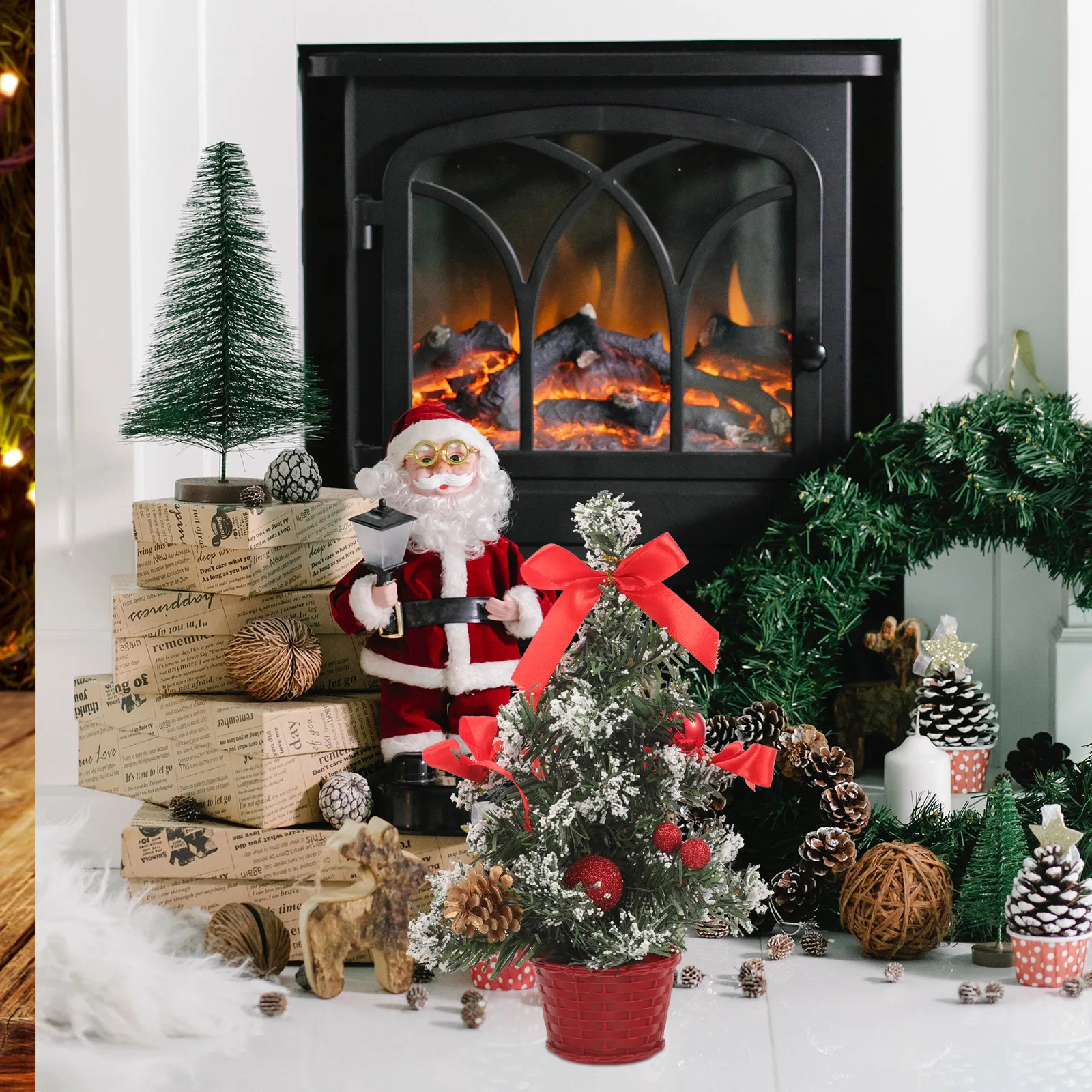 

30Cm Mini Christmas Tree Desktop Decoration Pvc Ornament Lifelike Holiday Party Decor Red Diy Gift Home Office Mall