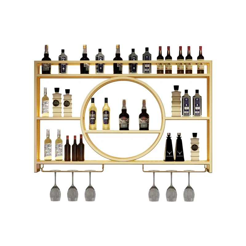 Vertical Luxury Iron Wine Rack Holder Display Living Room Wall Wine Rack Hanging Chain Shelf Botelleros De Vino Bar Furniture