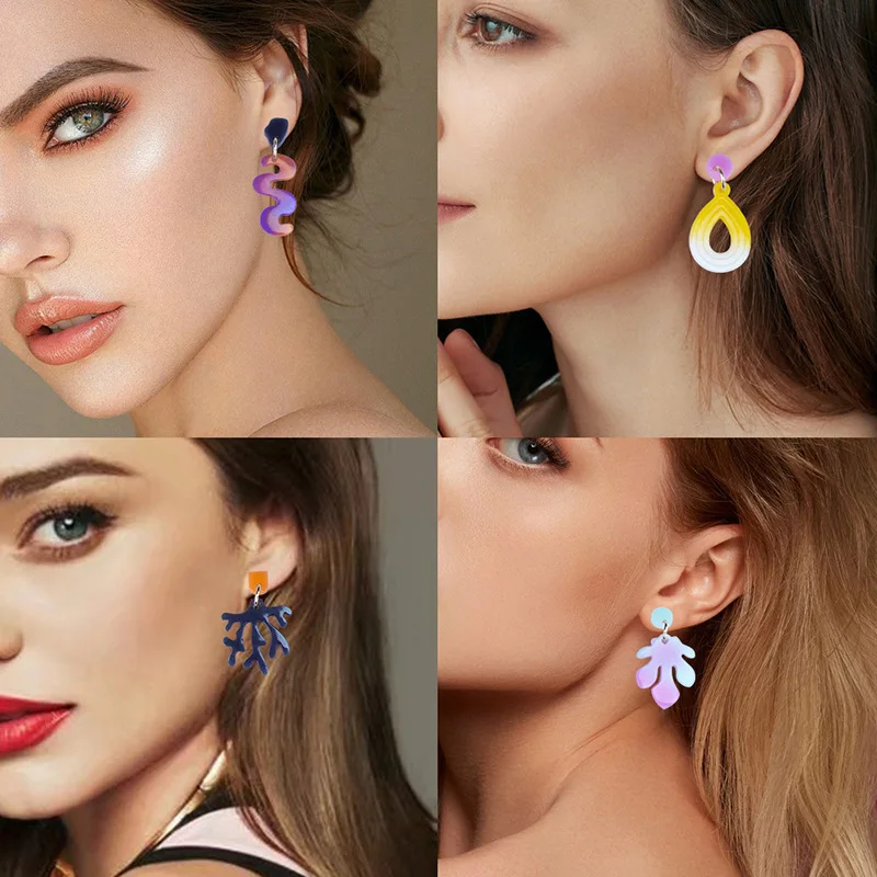 DIY Alien-shaped Earrings Epoxy Resin Mold Handmade Geometrical Jewelry Necklace Pendant Drop Earring Silicone Mold Plaster Mold