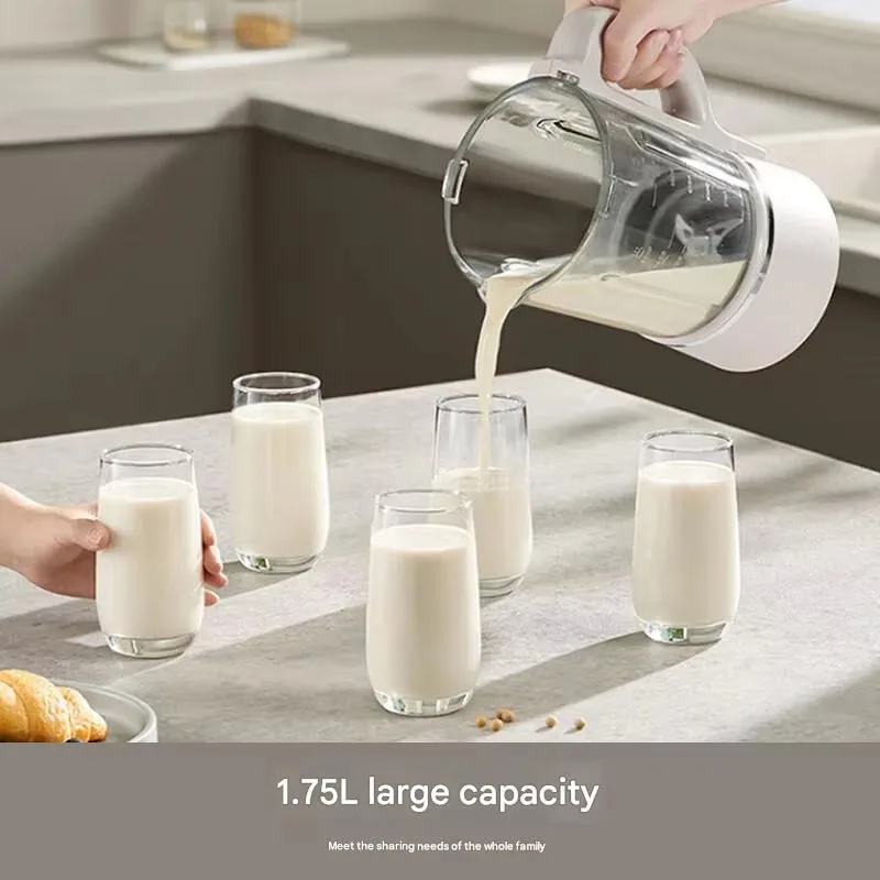 Filter-free Soy Milk Maker High-speed Juicer Bass Multi-function Food Processor 1200W 1.75L Glass Cup Heat