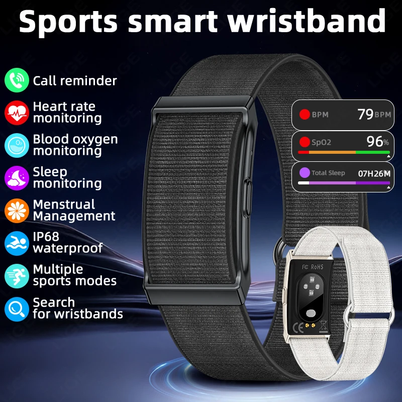 

Body Temperature Wristband HRV Health Monitor 2026 No Screen Smart Bracelet Blood Oxygen Sports Band Fitness Tracker Smartwatch