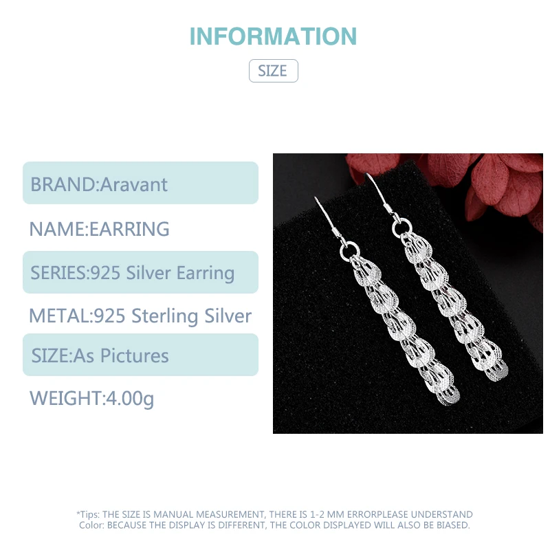 Picture 5: Aravant 925 Silver Long Drop Earrings For Women Fashion Jewelry