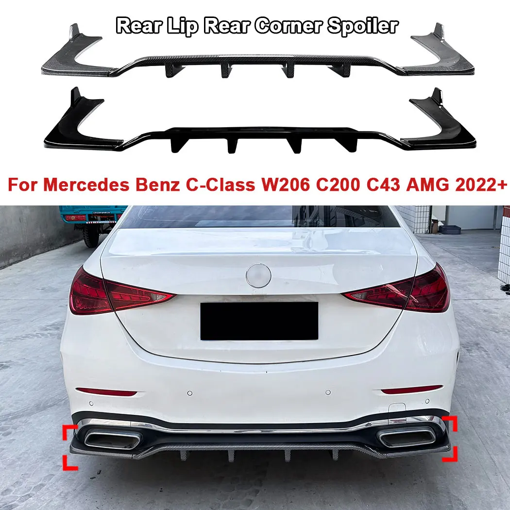 

For Mercedes Benz C-Class W206 C200 C43 AMG 2022+ Car Rear Lip Rear Corner Integrated Spoiler Tail Diffuser Exterior Modified