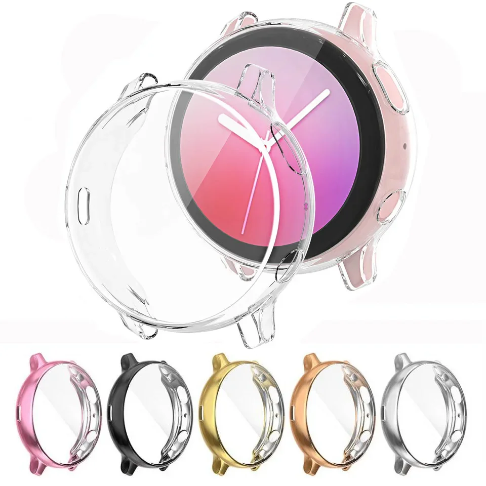 TPU Screen Protector Case For Samsung Watch Active 2 Ultra-thin Soft Silicone Full Bumper Cover For Galaxy Active 40mm/44mm