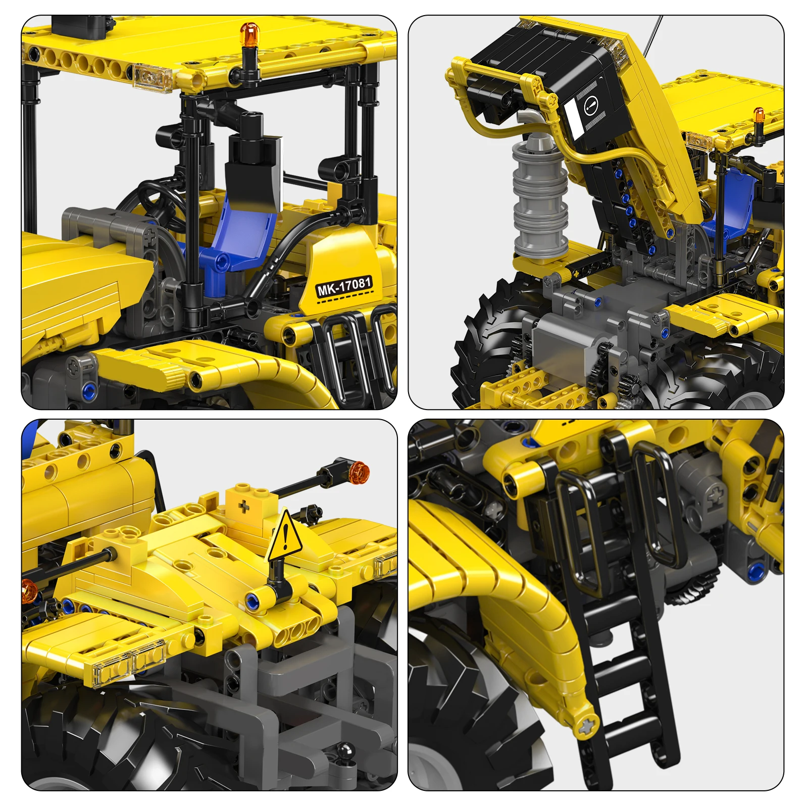MOLD KING 17081 Tractor articulado técnico de ingeniería, bloques de construcción, Tractor agrícola RC, juego de juguetes de ladrillo para adultos y niños