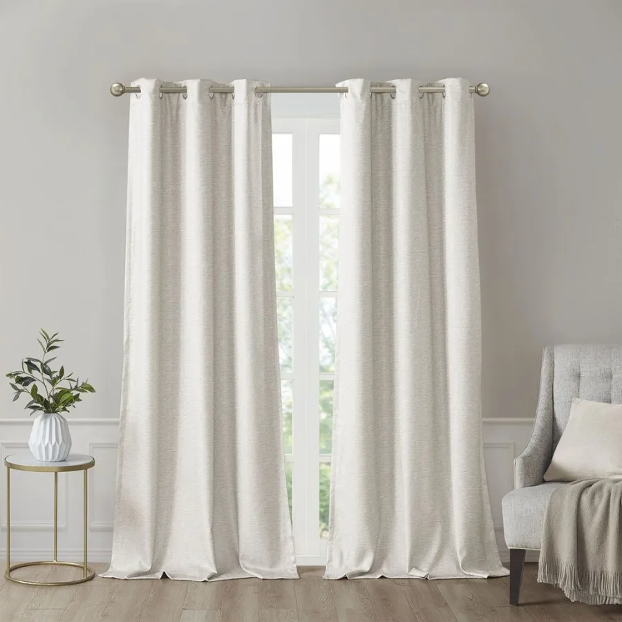 

Tonal Printed Faux Silk Total Blackout Curtain Panel Pair 2 Pcs Window Panels