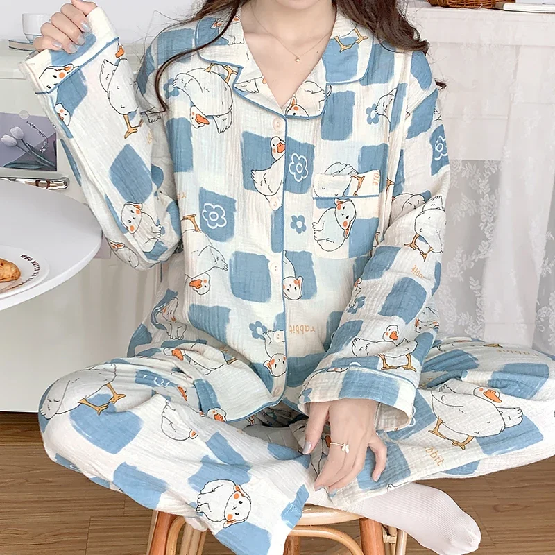 

100% Cotton Double Gauze Maternity Nursing Sleepwear Sets Spring Summer Thin Light Breastfeeding Pajamas Pregnancy Home Hospital