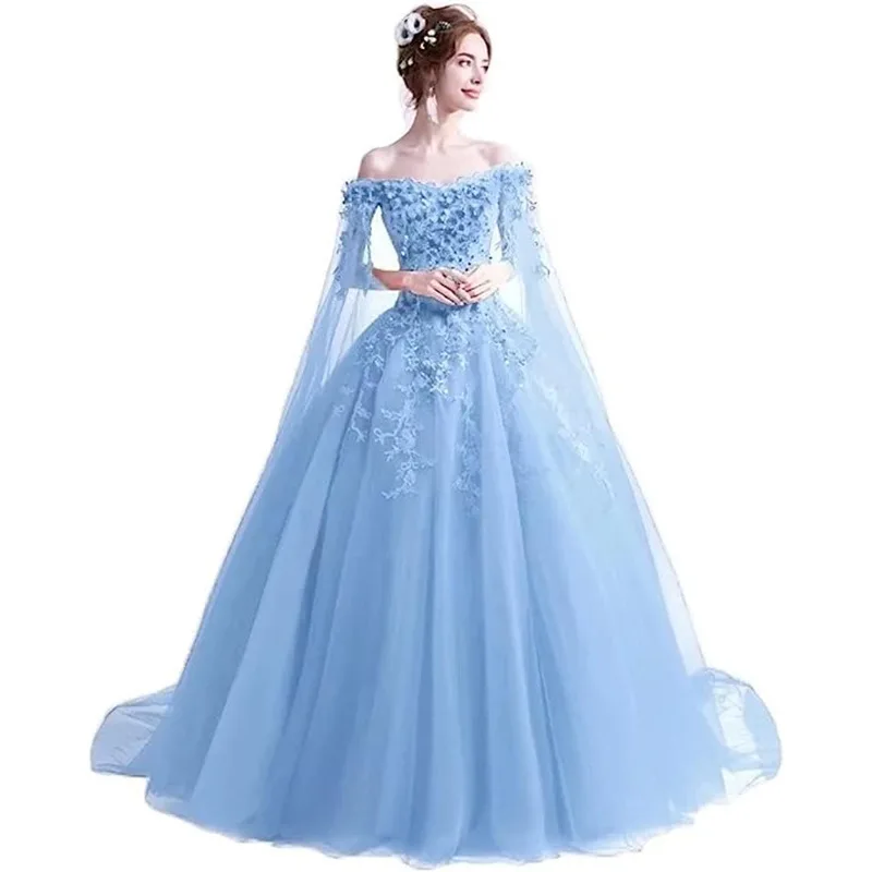 Rosa Rosso Filato Colorato 2025 nuova sposa a maniche lunghe brindisi di nozze vestiti fonte del produttore di abiti da sera simili a una fata