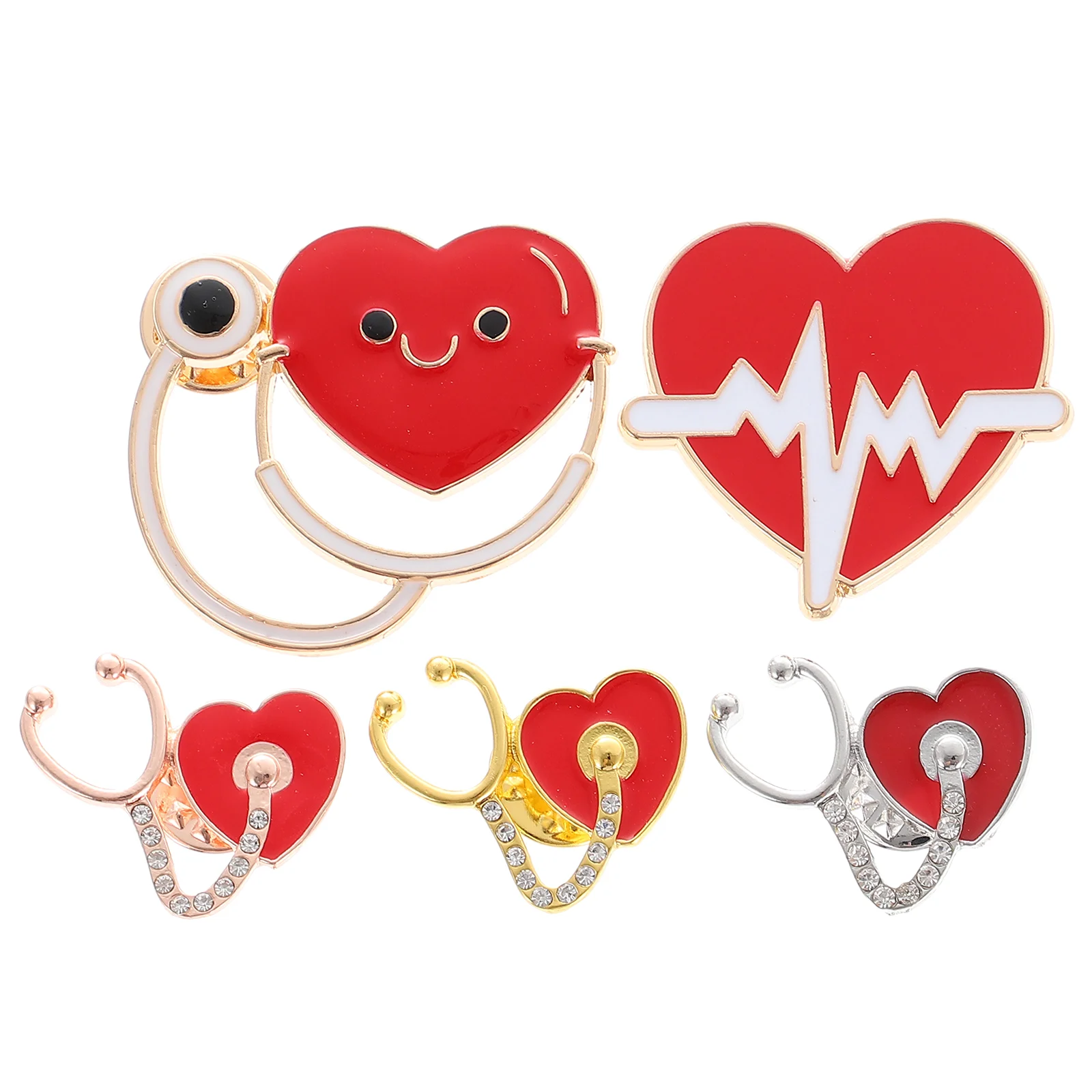 5 Pcs Nurse Brooch Decor Stethoscope Badge Doctor Accessories Zinc Alloy Hospital Accessory Student Echoscope Model Badges