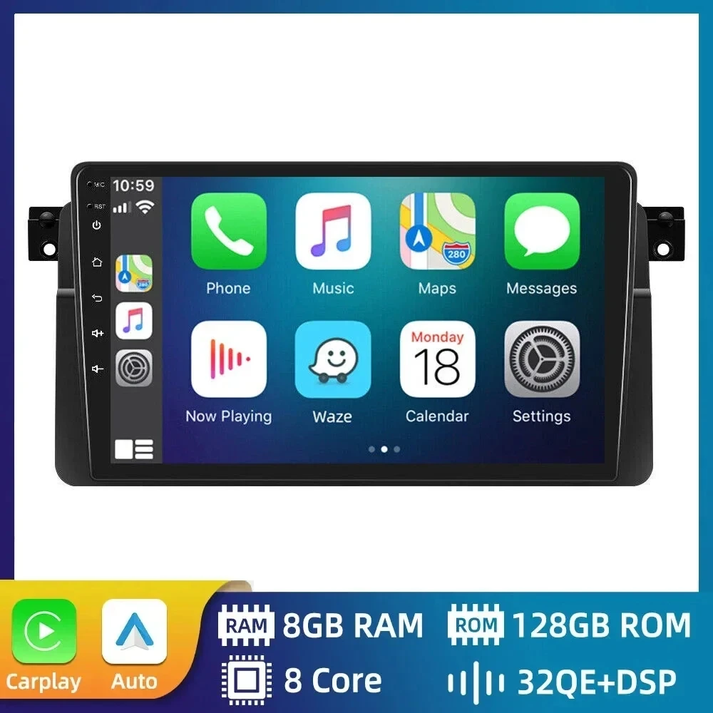 

2Din Android 14 Car Radio Multimedia Video Player For BMW E46 M3 318/320/325/330 1998 - 2006 Navigation Head Unit DSP RDS