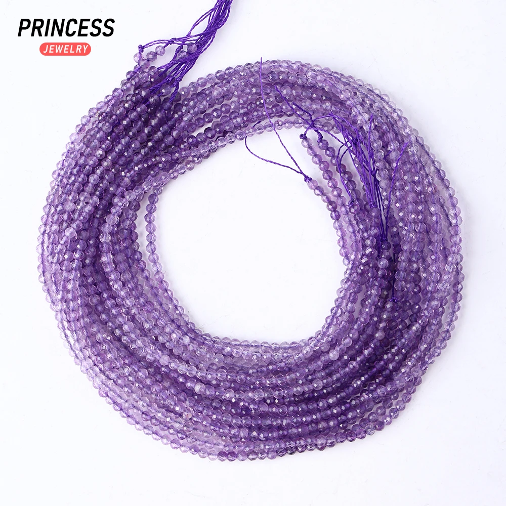 A++ Natural 2.5mm Gradient Lavender Amethyst Faceted Beads Loose Crystal Beads for Jewelry Making Wholesale DIY Accessories