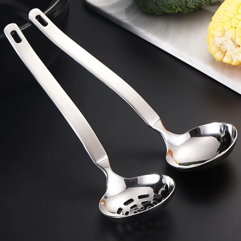 Jenny&Dave 304 tablespoon leaky spoon, Korean household soup shell, large spoon, long handle, large spoon, Congee spoon, thicken