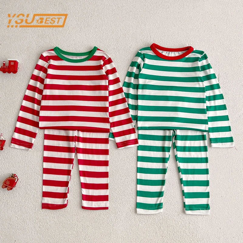 Autumn Kids Baby Boys Girls Long Sleeve Stripe T-shirt + Pants Clothing Sets Baby Boys Girls Pajamas Children's Clothes Suit