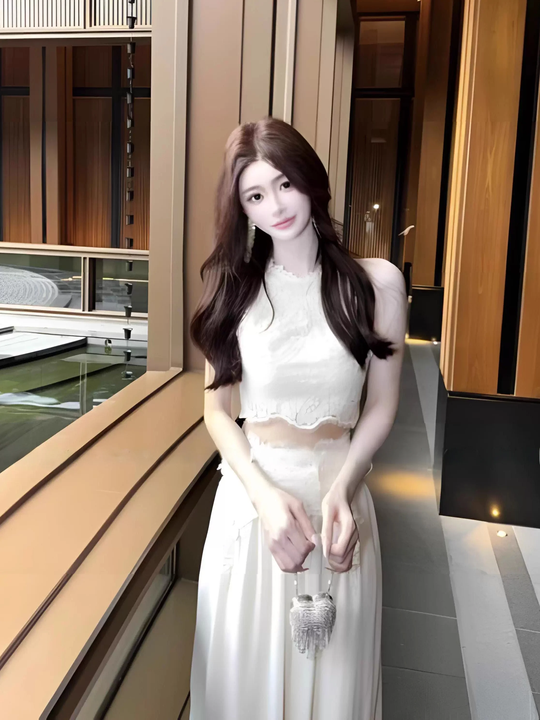 

Кружевной круглый топ без рукавов с широкими брюками, лето 2025, модный комплект для женщин, легкий и дышащий