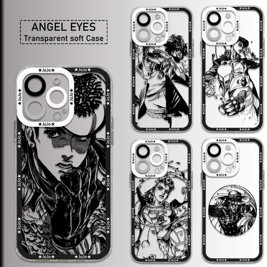 Anime JoJo\'s Bizarre Adventure Phone Case For iPhone 15 14 13 12 11 Mini Pro Max X XR XSMax 6 7 8 Plus SE20 Transparent Cover