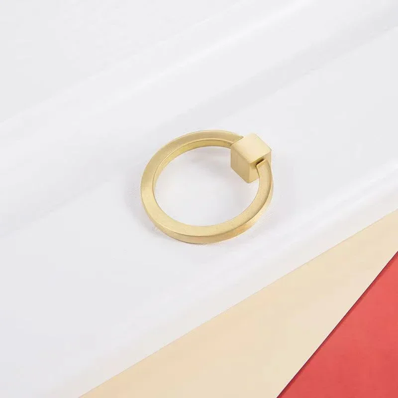 

Modern Drawer Cabinet Furniture Kitchen Handles for Cabinet Knob Door Drawer Furniture Kitchen Golden Single Hole Rings Knob