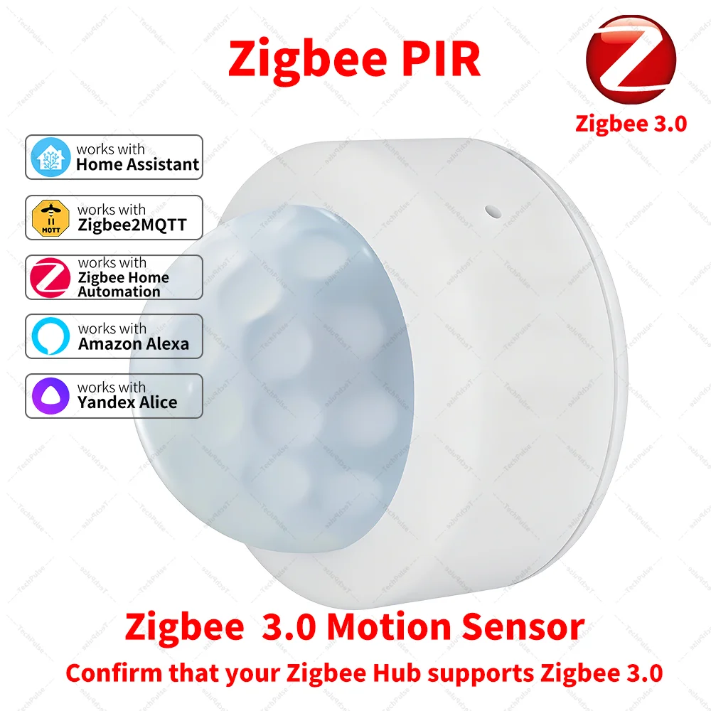 Zigbee 3.0 Sensor PIR-Bewegungssensor erfordert ein Zigbee-Gateway, das mit Homeassistant, Zigbee2mqtt, ZHA, Alexa und Yandex kompatibel ist.