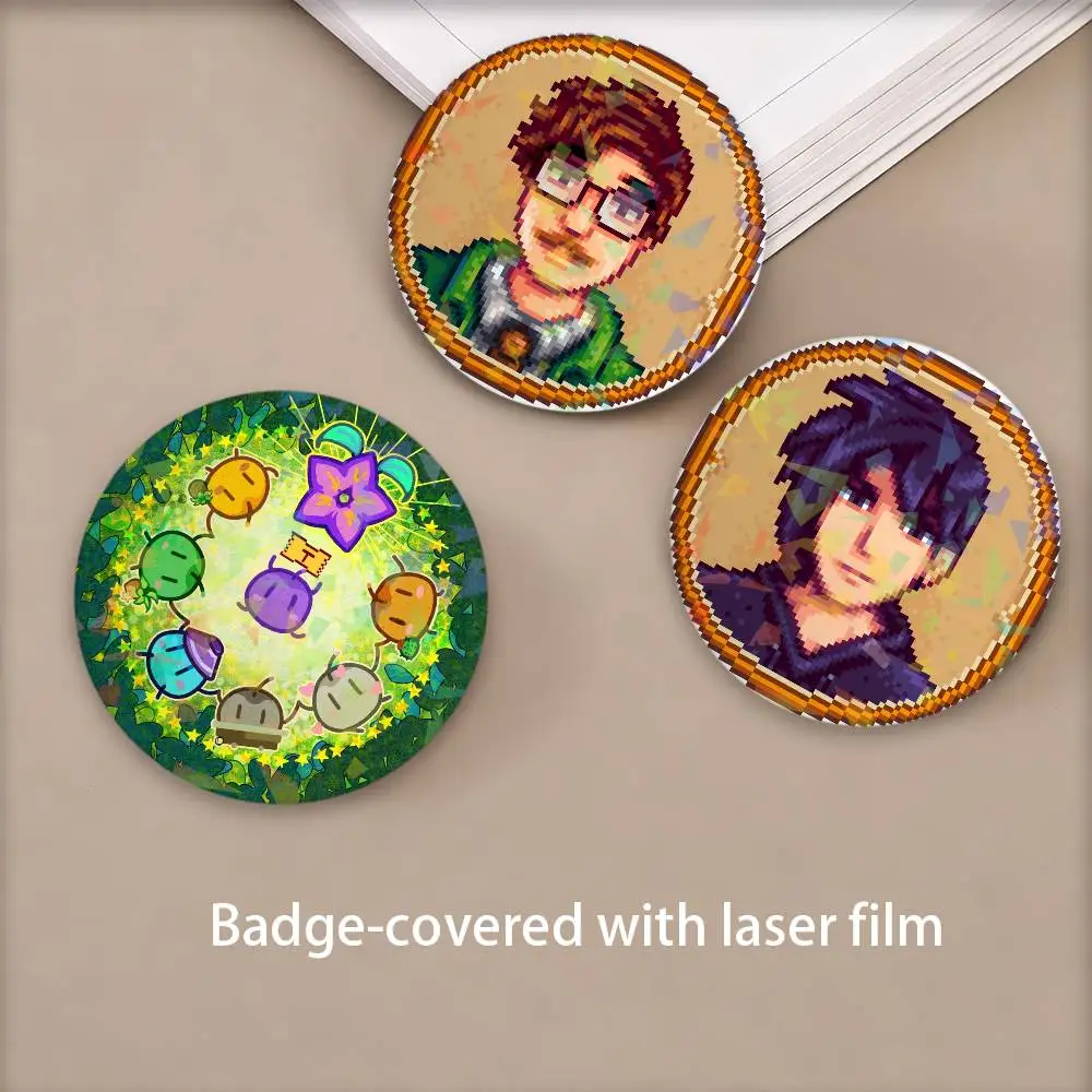 Game S-stardews V-valleys Cosplay Costume Badge Laser Process Pin Tinplate Brooch Anime Prop Xmas Gift view 3